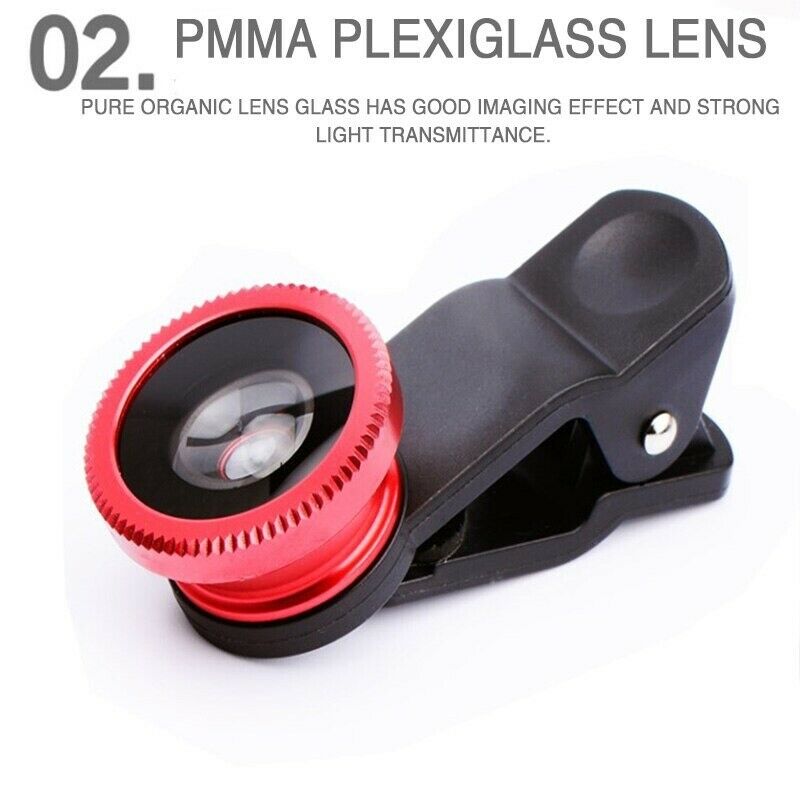 3-in-1 Hochwertiges Fisheye-Telefonobjektiv 0,67X Weitwinkel-Zoom Fish-Makro-Objektiv-Kamera-Kit mit Clip-Objektiv