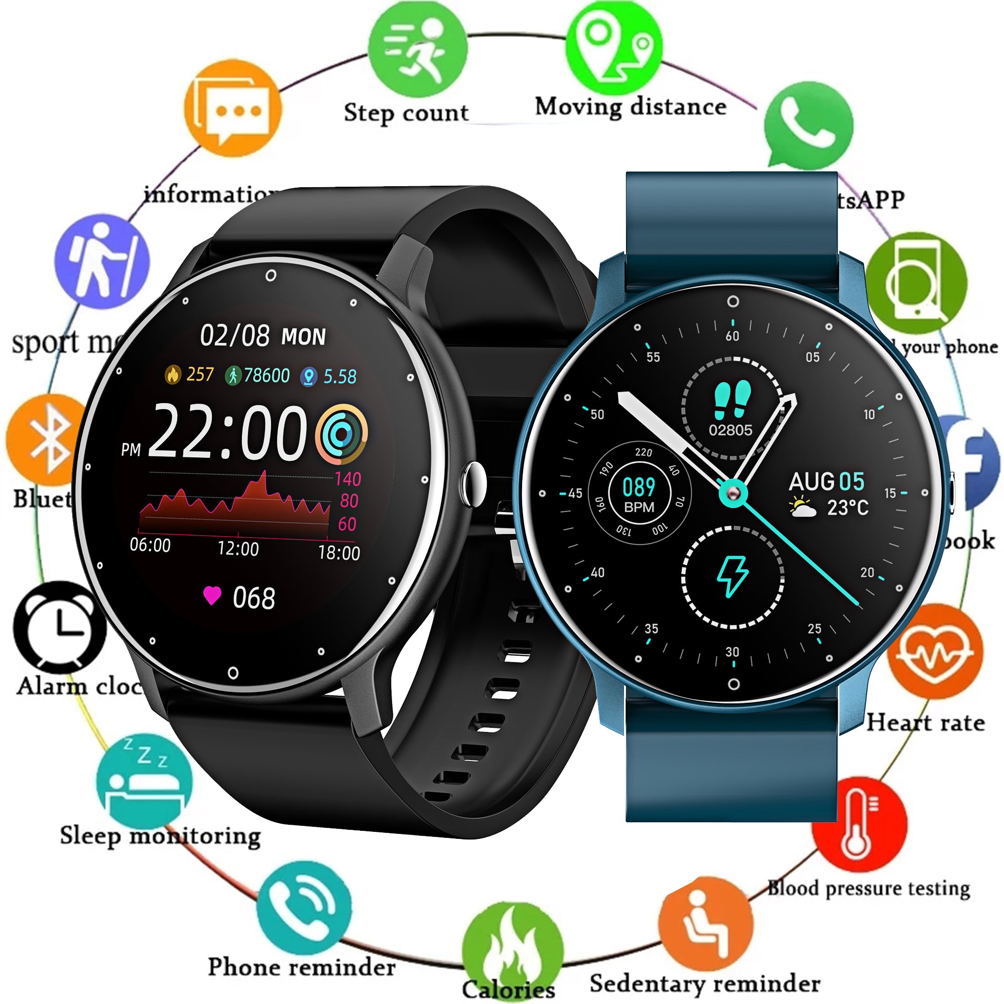 Premium 2024 Neue Smartwatch für Männer: Touchscreen, Sport Fitness, IP67 Wasserdicht, Bluetooth, Android, Apple iOS