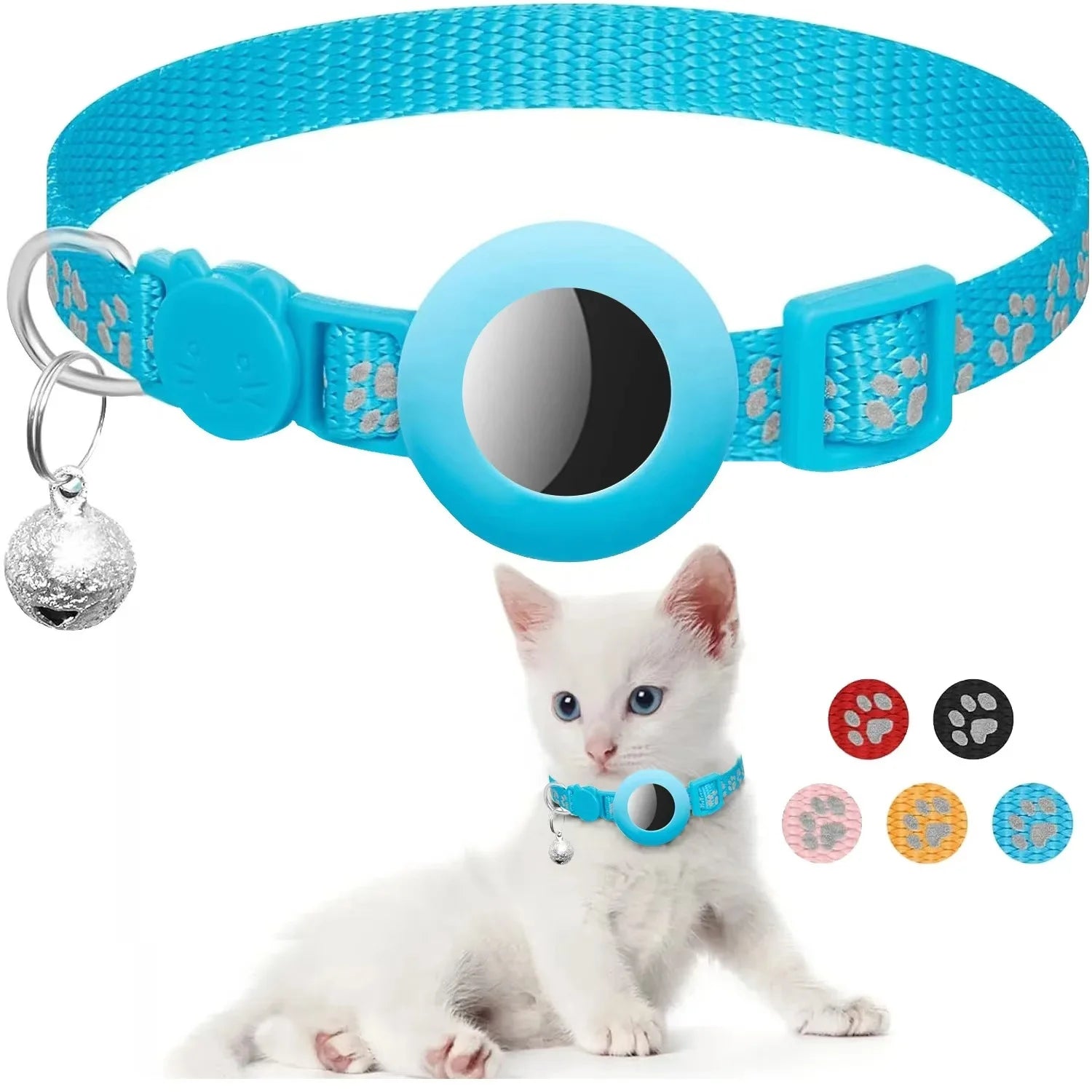 Premium Abnehmbares AirTag Hülle & Case Katzenhalsband: Reflektierendes Cover mit Apple AirTag-Halterung | Glocke