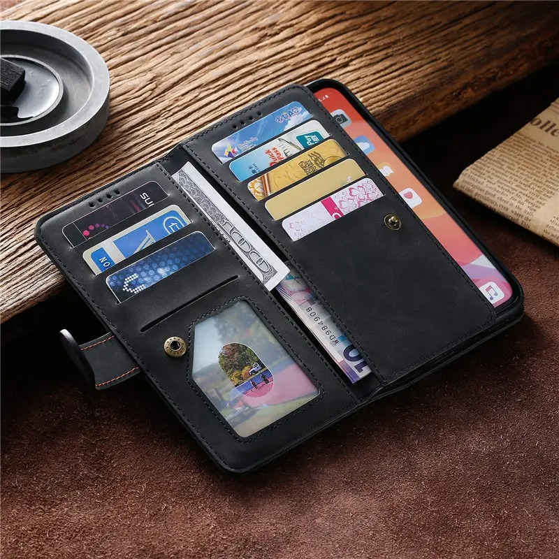<tc>High-Quality Leather iPhone Case with Zipper, Card Holder, Stand, and Strap | Flip Cover Case for Apple iPhone 16/16e, 15, 14, 13, 12 Pro Max, Pro, Plus & Mini - Versatile Protective Cover</tc>