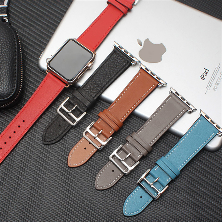 Premium Echtes Leder Armband für Apple Watch: 49mm, 45mm, 44mm, 42mm, 41mm, 40mm, Damen/Herren, iWatch Ultra/9/8/7/6/5/4/SE