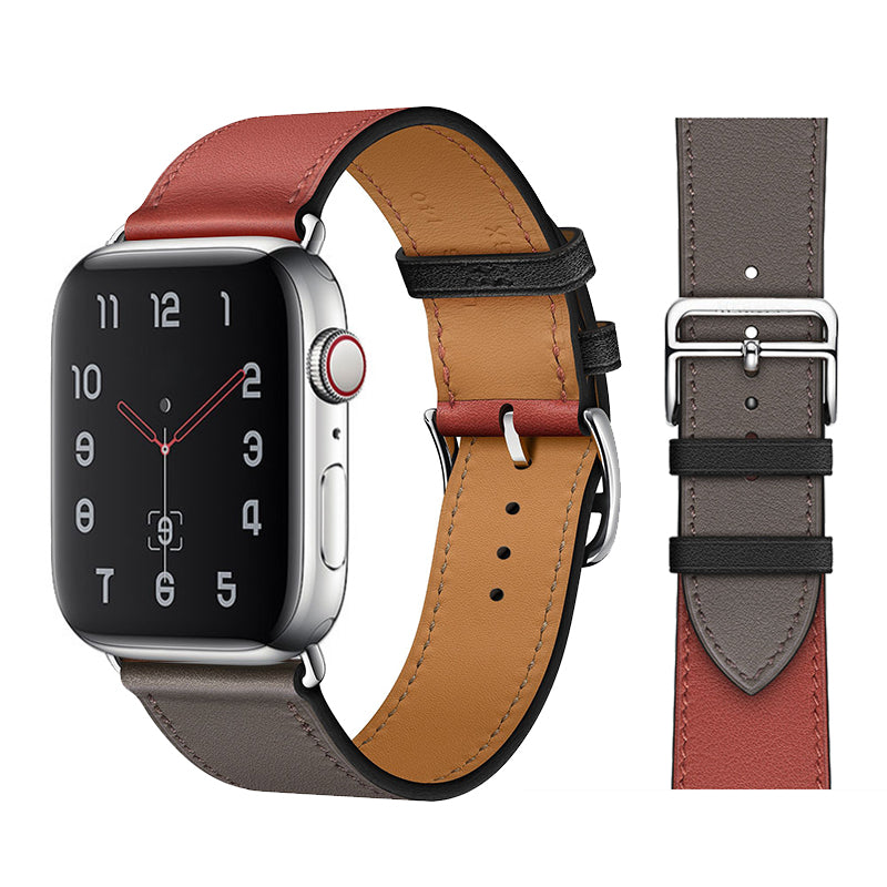 Premium Echtes Leder Armband für Apple Watch: 49mm, 45mm, 44mm, 42mm, 41mm, 40mm, Damen/Herren, iWatch Ultra/9/8/7/6/5/4/SE