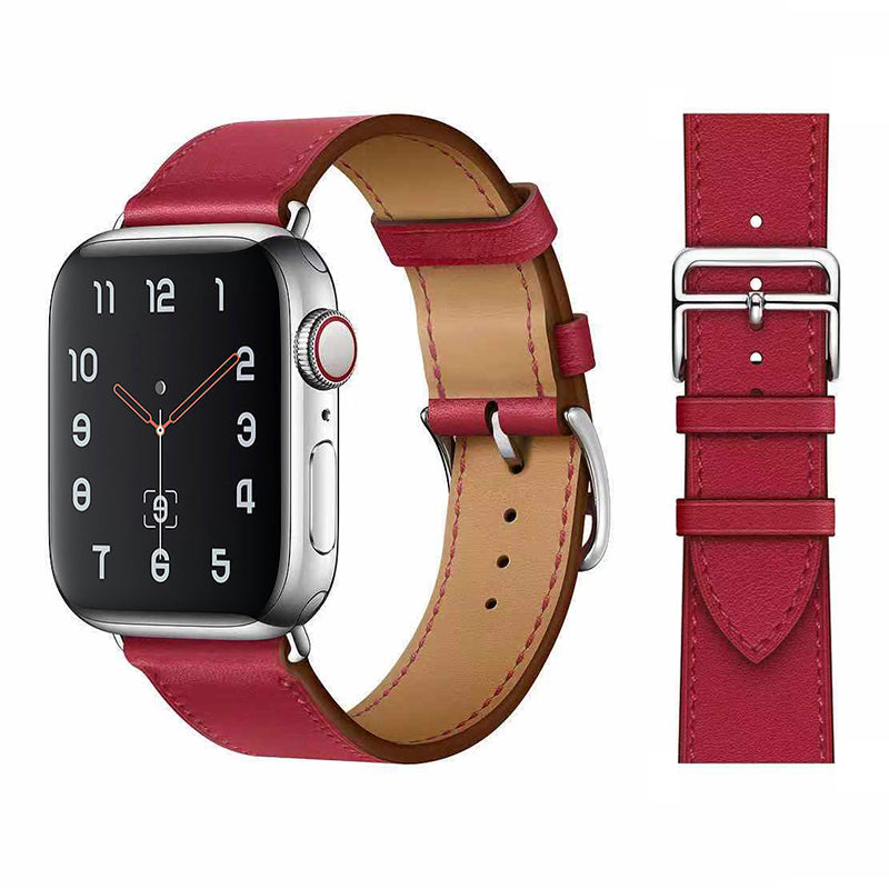 Premium Echtes Leder Armband für Apple Watch: 49mm, 45mm, 44mm, 42mm, 41mm, 40mm, Damen/Herren, iWatch Ultra/9/8/7/6/5/4/SE