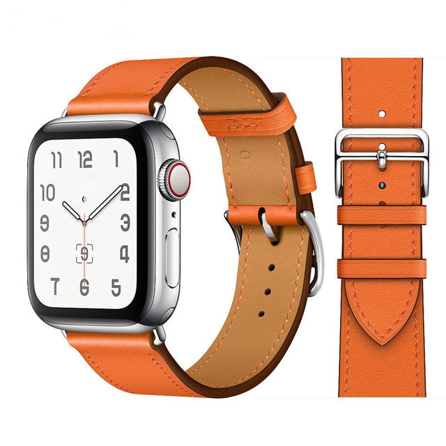 Premium Echtes Leder Armband für Apple Watch: 49mm, 45mm, 44mm, 42mm, 41mm, 40mm, Damen/Herren, iWatch Ultra/9/8/7/6/5/4/SE