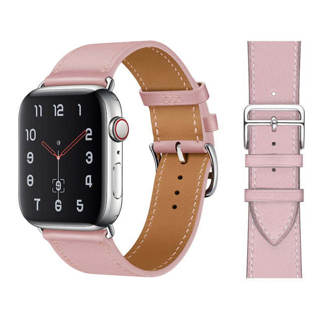 Premium Echtes Leder Armband für Apple Watch: 49mm, 45mm, 44mm, 42mm, 41mm, 40mm, Damen/Herren, iWatch Ultra/9/8/7/6/5/4/SE