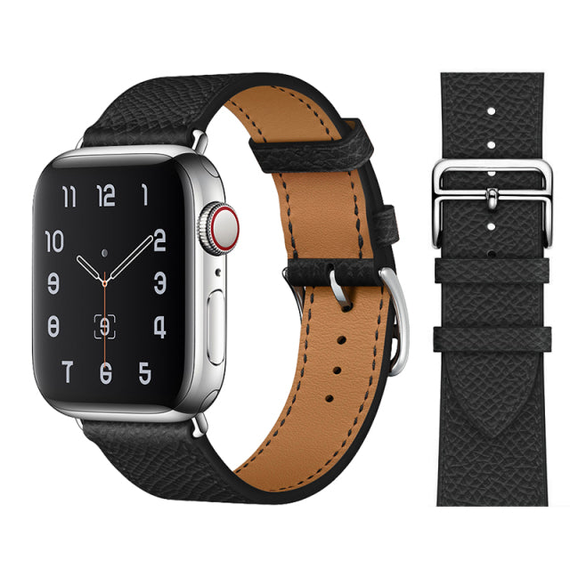 Premium Echtes Leder Armband für Apple Watch: 49mm, 45mm, 44mm, 42mm, 41mm, 40mm, Damen/Herren, iWatch Ultra/9/8/7/6/5/4/SE