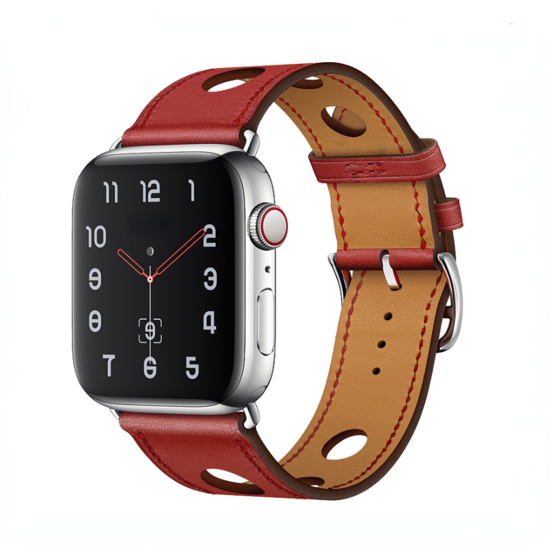 Premium Echtes Leder Armband für Apple Watch: 49mm, 45mm, 44mm, 42mm, 41mm, 40mm, Damen/Herren, iWatch Ultra/9/8/7/6/5/4/SE