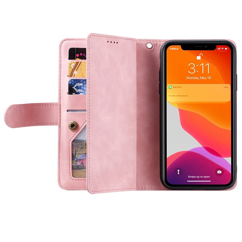 <tc>High-Quality Leather iPhone Case with Zipper, Card Holder, Stand, and Strap | Flip Cover Case for Apple iPhone 16/16e, 15, 14, 13, 12 Pro Max, Pro, Plus & Mini - Versatile Protective Cover</tc>