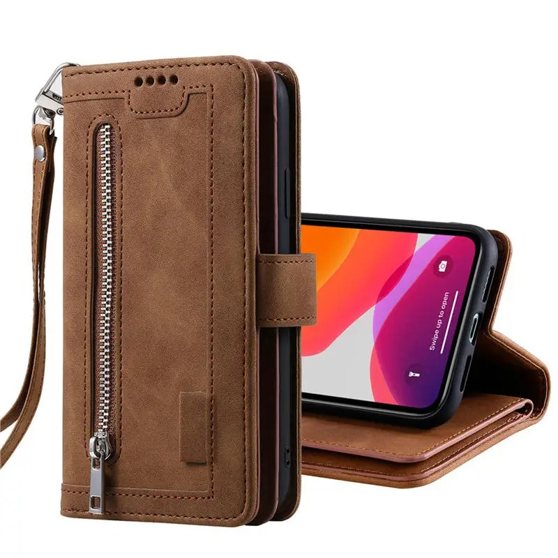 <tc>High-Quality Leather iPhone Case with Zipper, Card Holder, Stand, and Strap | Flip Cover Case for Apple iPhone 16/16e, 15, 14, 13, 12 Pro Max, Pro, Plus & Mini - Versatile Protective Cover</tc>