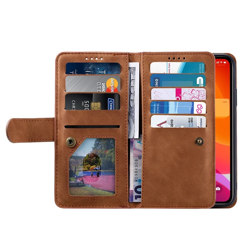 <tc>High-Quality Leather iPhone Case with Zipper, Card Holder, Stand, and Strap | Flip Cover Case for Apple iPhone 16/16e, 15, 14, 13, 12 Pro Max, Pro, Plus & Mini - Versatile Protective Cover</tc>