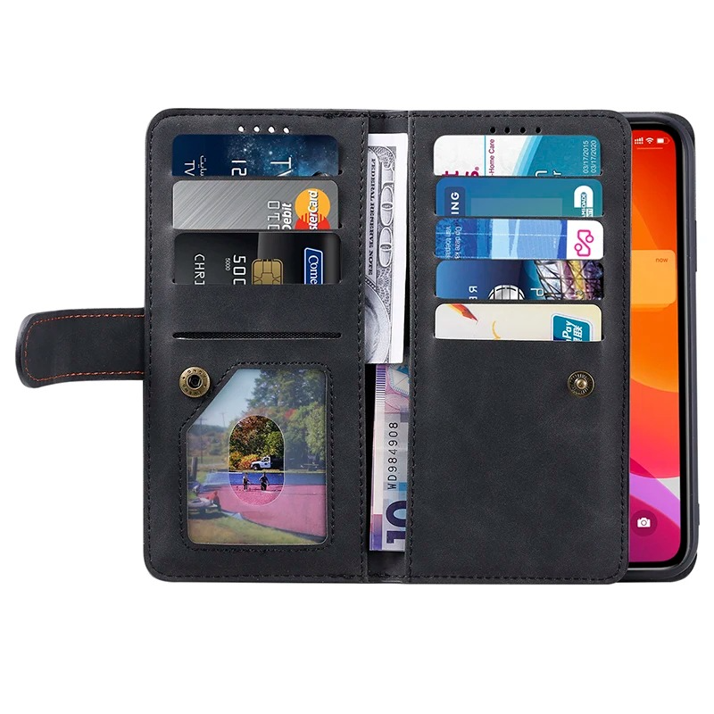 <tc>High-Quality Leather iPhone Case with Zipper, Card Holder, Stand, and Strap | Flip Cover Case for Apple iPhone 16/16e, 15, 14, 13, 12 Pro Max, Pro, Plus & Mini - Versatile Protective Cover</tc>