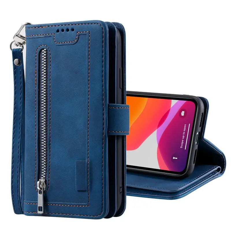 <tc>High-Quality Leather iPhone Case with Zipper, Card Holder, Stand, and Strap | Flip Cover Case for Apple iPhone 16/16e, 15, 14, 13, 12 Pro Max, Pro, Plus & Mini - Versatile Protective Cover</tc>