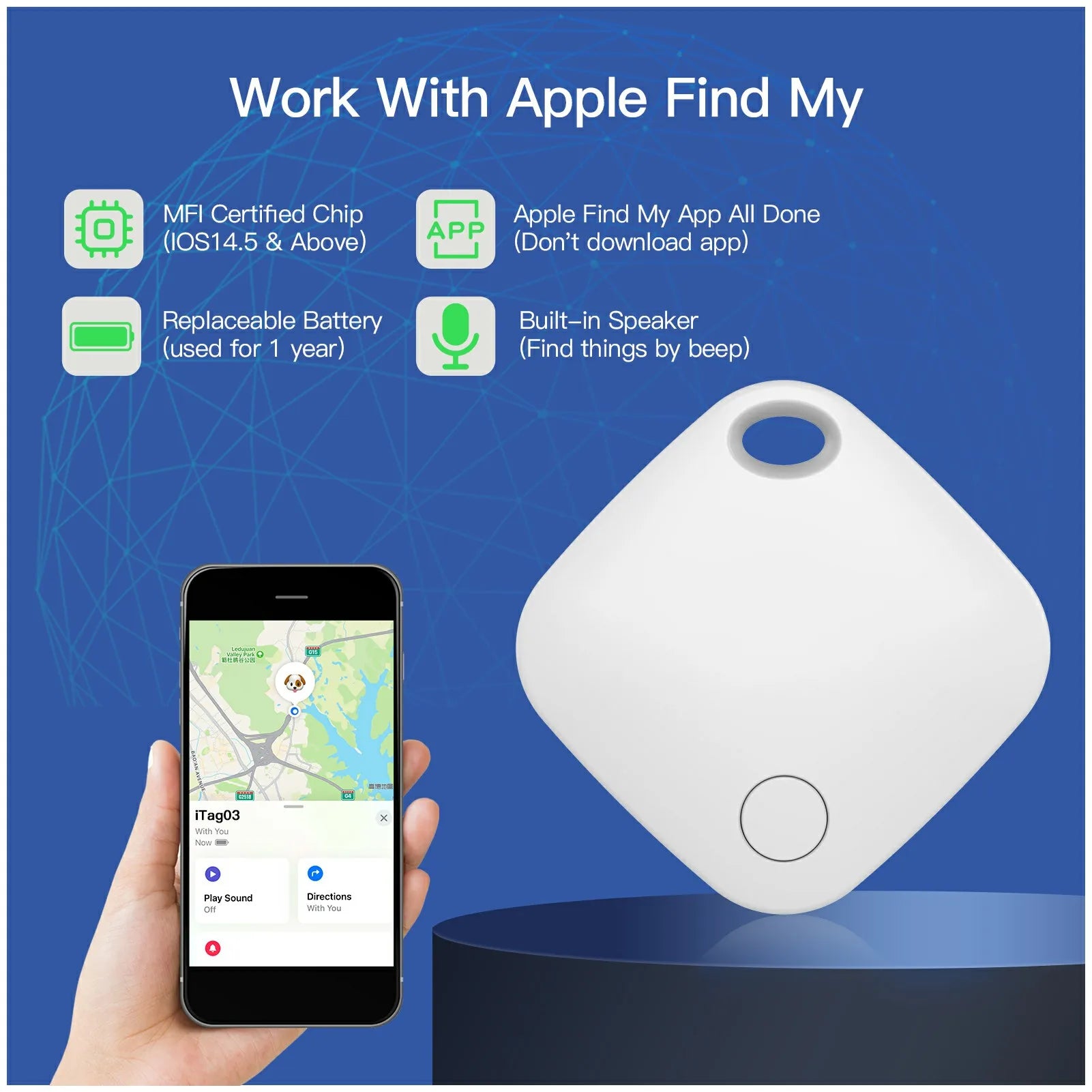 Premium GPS-Tracker für Kinder, Haustiere, Wallet, Portemonnaie & Schlüssel: Smart Air Tag, Mini-Bluetooth | Verlorene