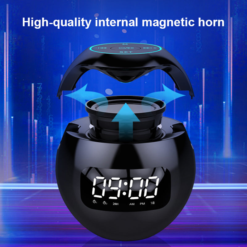 Mini-Lautsprecher mit Bluetooth: Tragbarer intelligenter Induktions-Digitalwecker + Bluetooth 5.0 Lautsprecher in hoher Qualität