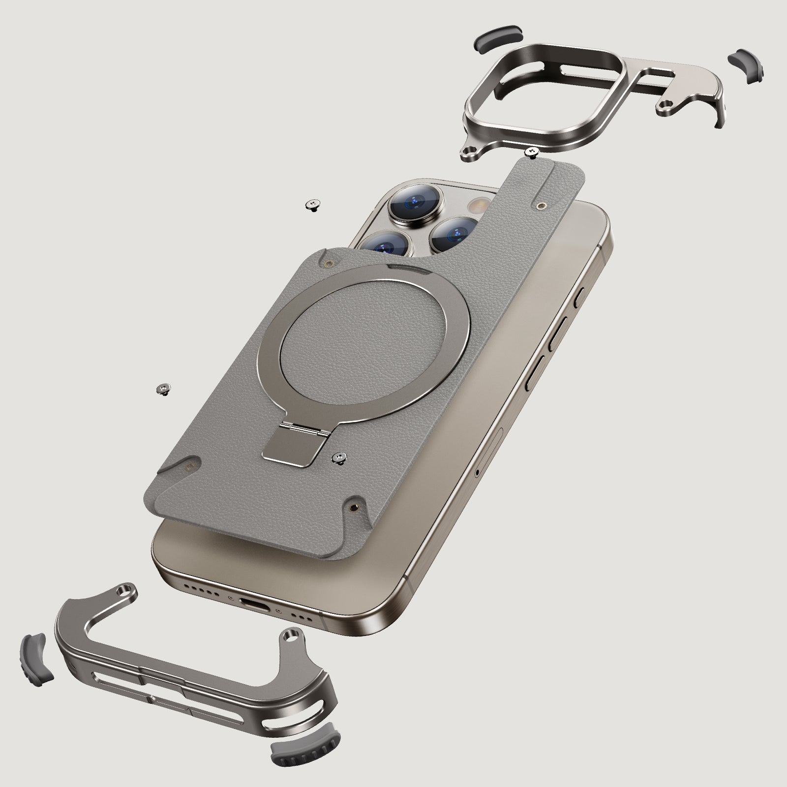 Premium Ultra-Thin Magnetic Frameless Matte Metal Aluminum Stand iPhone Case | MagSafe Case with 360-Degree Protection & Camera Lens Cover for Apple iPhone 16/15/14/13/12 Pro Max, Pro, Plus, e & Mini Cover | Shockproof Armor Case & Bumper Protective Cover