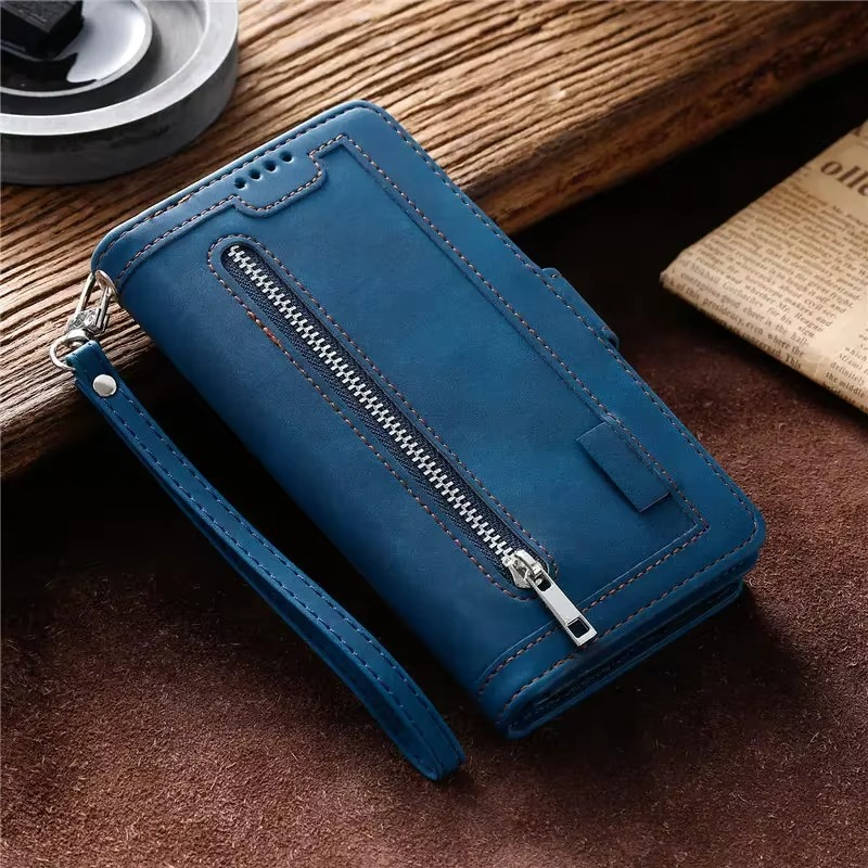 <tc>High-Quality Leather iPhone Case with Zipper, Card Holder, Stand, and Strap | Flip Cover Case for Apple iPhone 16/16e, 15, 14, 13, 12 Pro Max, Pro, Plus & Mini - Versatile Protective Cover</tc>