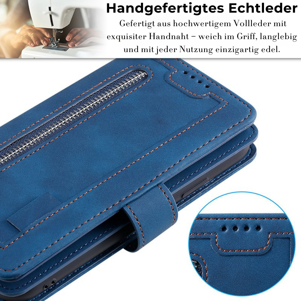 <tc>High-Quality Leather iPhone Case with Zipper, Card Holder, Stand, and Strap | Flip Cover Case for Apple iPhone 16/16e, 15, 14, 13, 12 Pro Max, Pro, Plus & Mini - Versatile Protective Cover</tc>