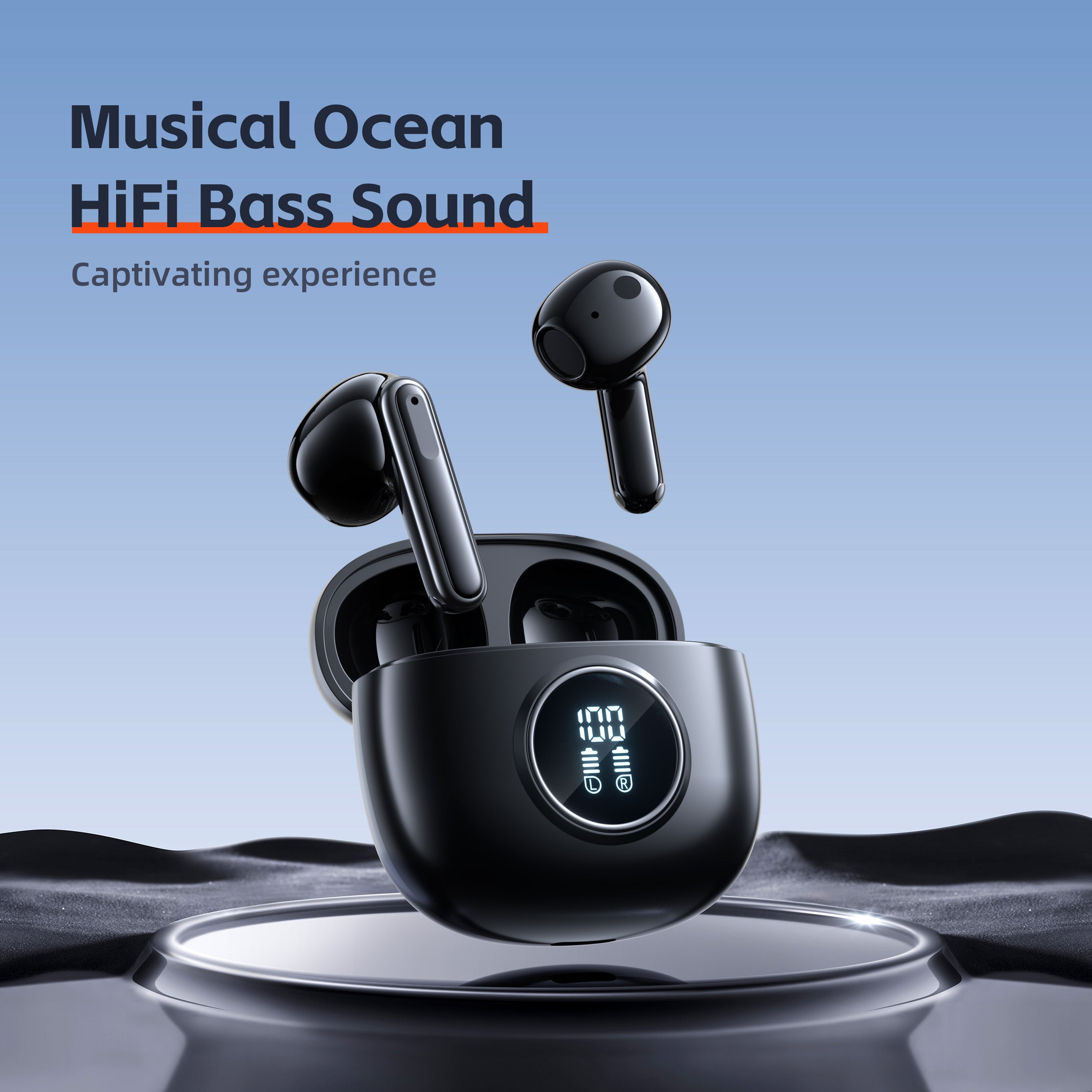 Hochwertige Bluetooth 5.3 TWS-Kopfhörer: HD-Mikrofon, HiFi, 13-mm-Treiber, Wasserdicht, Niedrige Latenz für Gaming/Fitness/Lifestyle