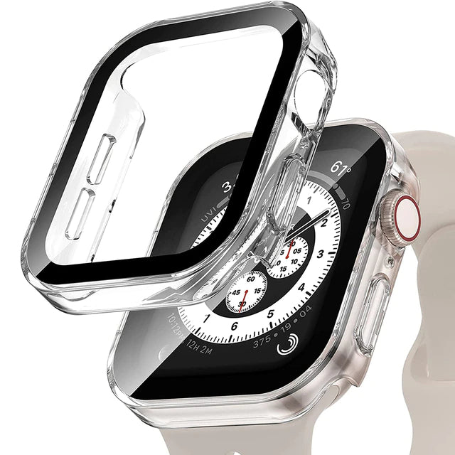 Premium Glasgehäuse für Apple Watch Serie 9/8/7/Ultra: 45mm, 41mm, 49mm, 44mm, 40mm | Hochwertige Displayschutz-Hülle
