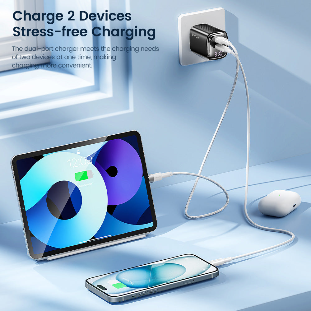 Premium Tech GaN USB Type C Charger 65W 45W PPS PD QC 4.0 | Fast Charger for Smartphones, Apple iPhone, Samsung, iOS & Android MacBook, Laptop, iPad, AirPods, Tablet, iOS