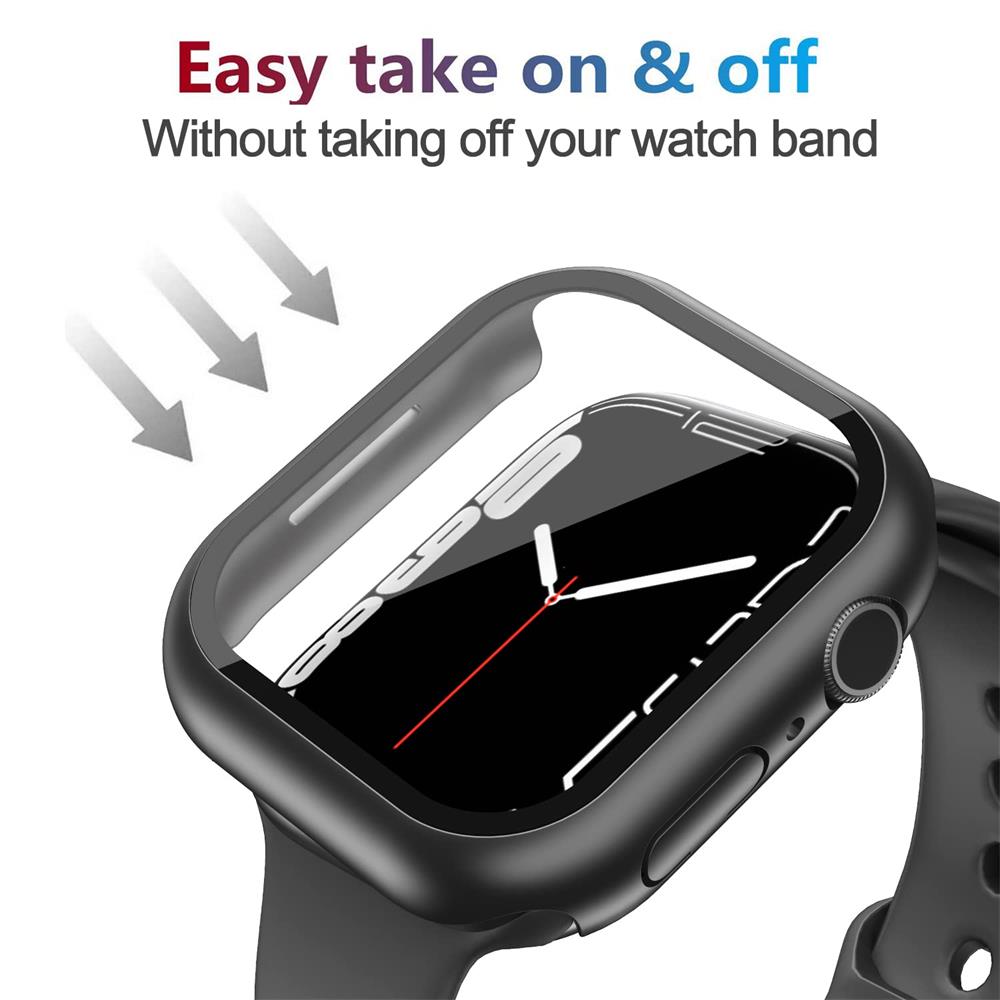 Gehärtete Glasschutz PC-Stoßfänger Apple Watch Serie 9/8/7/6/5/4/SE Schutzfolie Gehäuse 38mm, 40mm, 41mm, 42mm,