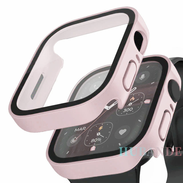 Premium Glasgehäuse für Apple Watch Serie 9/8/7/Ultra: 45mm, 41mm, 49mm, 44mm, 40mm | Hochwertige Displayschutz-Hülle