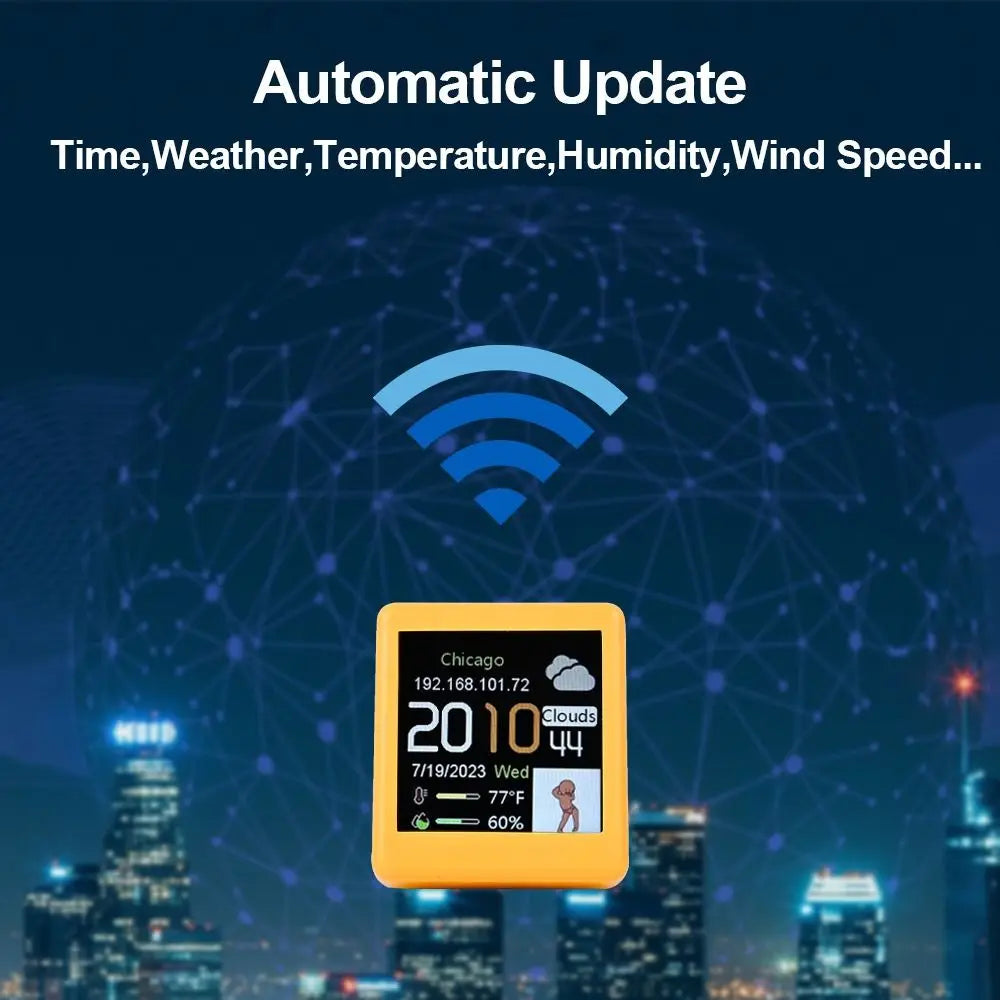 Premium Mini Smart WiFi Wettervorhersage-Station: Uhr für Gaming-Desktop-Deko | DIY süße GIF-Animationen & Elektronisches Album