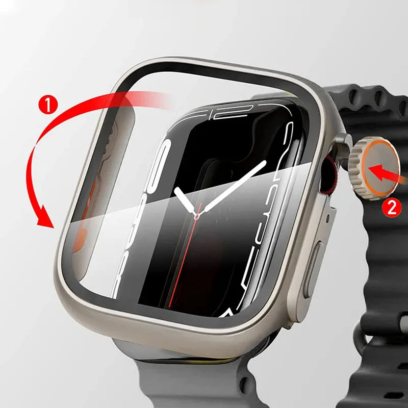 Premium Displayschutzfolie für Apple Watch 44mm 45mm 40mm 41mm - Hartes PC-Front | und Rückseitenstoßstangengehäuse für i