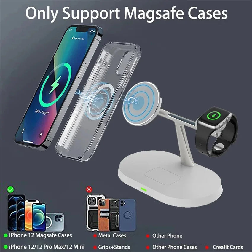 Hacrin 3 in 1 Wireless Charging station for  Apple Watch Series 7 Charger Dock Fast Charging Station for Smartphones, Apple iPhone, Samsung, iOS & Android