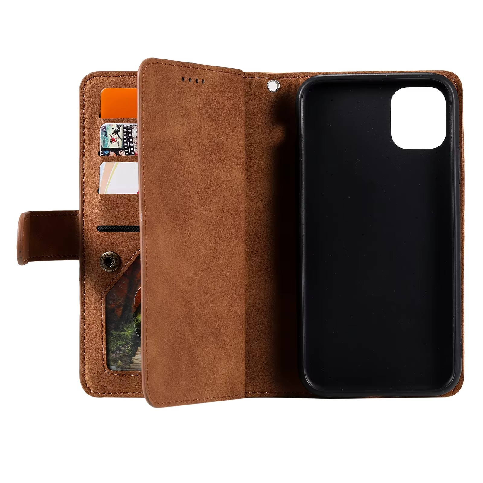 <tc>High-Quality Leather iPhone Case with Zipper, Card Holder, Stand, and Strap | Flip Cover Case for Apple iPhone 16/16e, 15, 14, 13, 12 Pro Max, Pro, Plus & Mini - Versatile Protective Cover</tc>