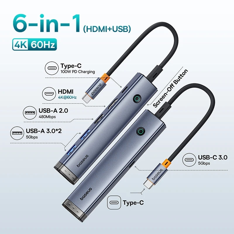 Premium USB C Hub 10Gbps: Typ-C zu HDMI, USB-Adapter, Ethernet-Port, Docking Station für MacBook Air, USB-Splitter – Kompatibel und Leistungsstark - Phone Heaven Zone