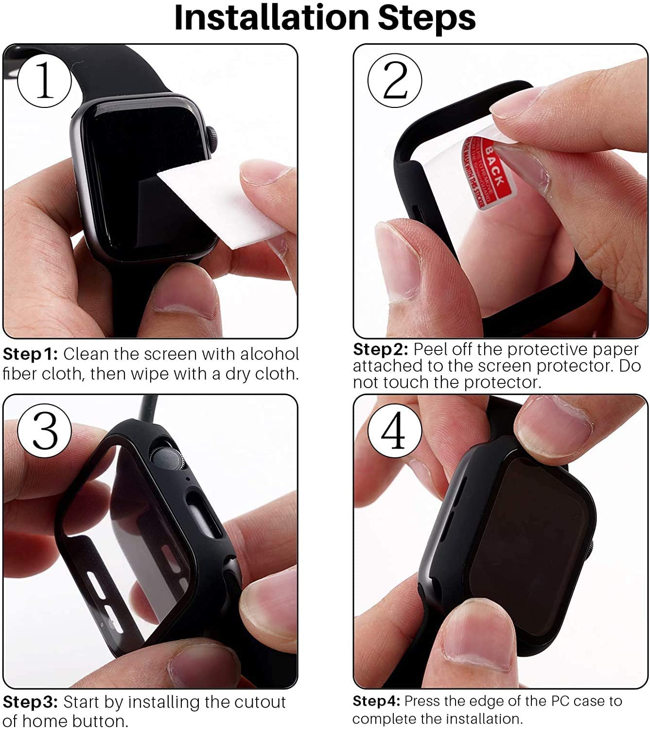 Gehärtete Glasschutz PC-Stoßfänger Apple Watch Serie 9/8/7/6/5/4/SE Schutzfolie Gehäuse 38mm, 40mm, 41mm, 42mm,