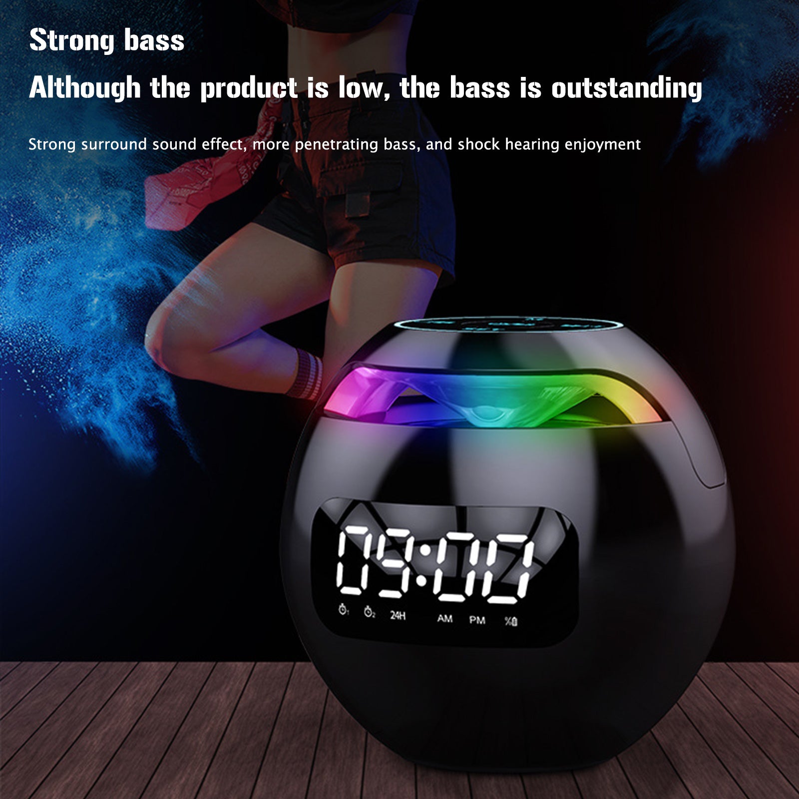 Mini-Lautsprecher mit Bluetooth: Tragbarer intelligenter Induktions-Digitalwecker + Bluetooth 5.0 Lautsprecher in hoher Qualität