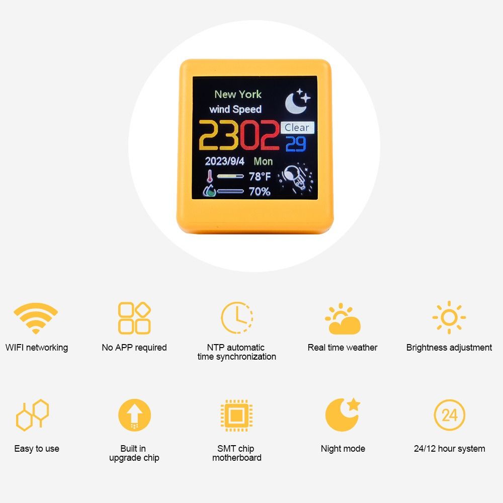 Premium Mini Smart WiFi Wettervorhersage-Station: Uhr für Gaming-Desktop-Deko | DIY süße GIF-Animationen & Elektronisches Album