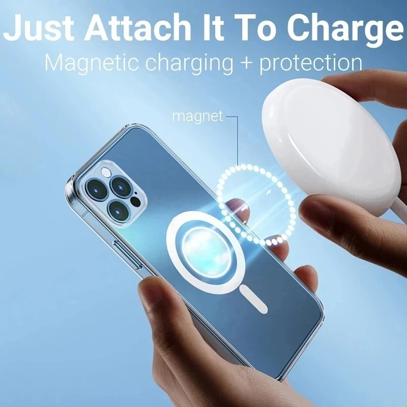 Ultra-Thin Magnetic Transparent For Apple iPhone 16/15/14/13/12 Pro Max Plus Mini Case | Premium Shockproof Slim Frameless Clear Water-Resistant Protective Cover with Magsafe