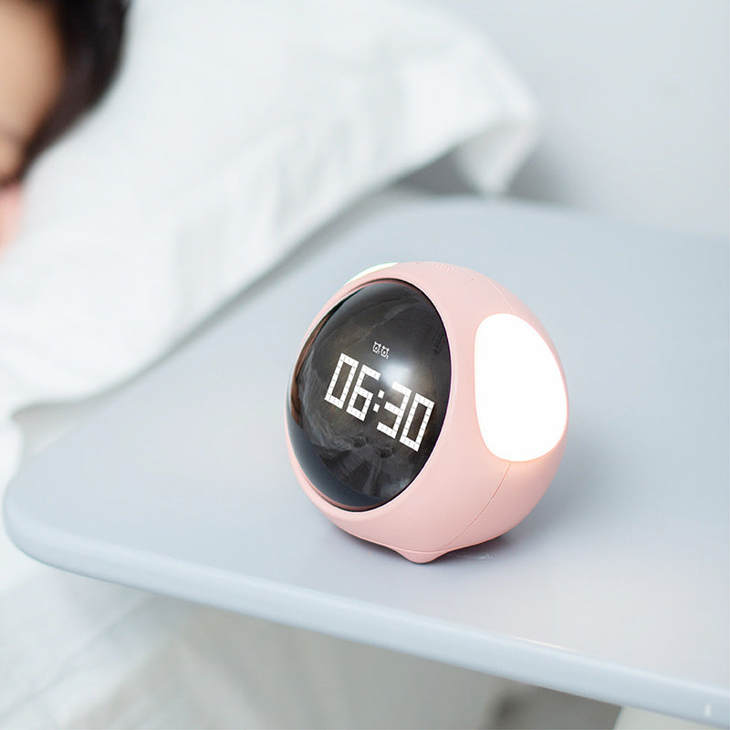 Premium Wecker mit niedlichem Ausdruck & Nachtlicht für Kinder: Sprachgesteuertes, multifunktionales Licht mit Thermometer