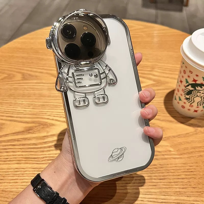 Premium Apple iPhone Case | MagSafe Compatible, Camera Lens Protection, Screen Protection | Ultra Thin, Shockproof, Magnetic, Full All-Around Protection Cover – Astronaut Design, Glitter Film, Lens Stand, Soft TPU, Durable & Stylish