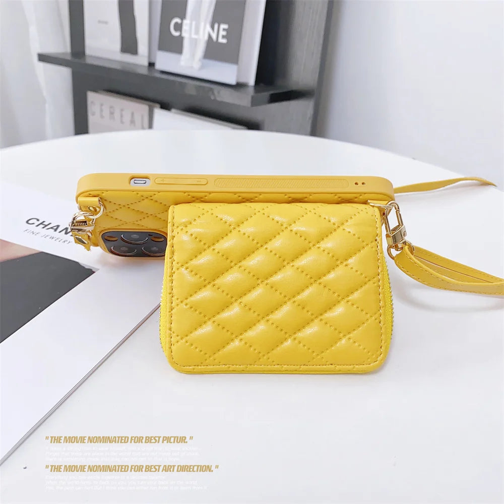 Luxury Leather Wallet with Zipper Crossbody Lanyard iPhone Case | MagSafe Case with Camera Lens Cover for Apple iPhone 16/15/14/13/12 Pro Max, Plus Mini Cover – Crossbody Strap, Shoulder Strap, Card Holder Phone Case | Premium Protective Cover