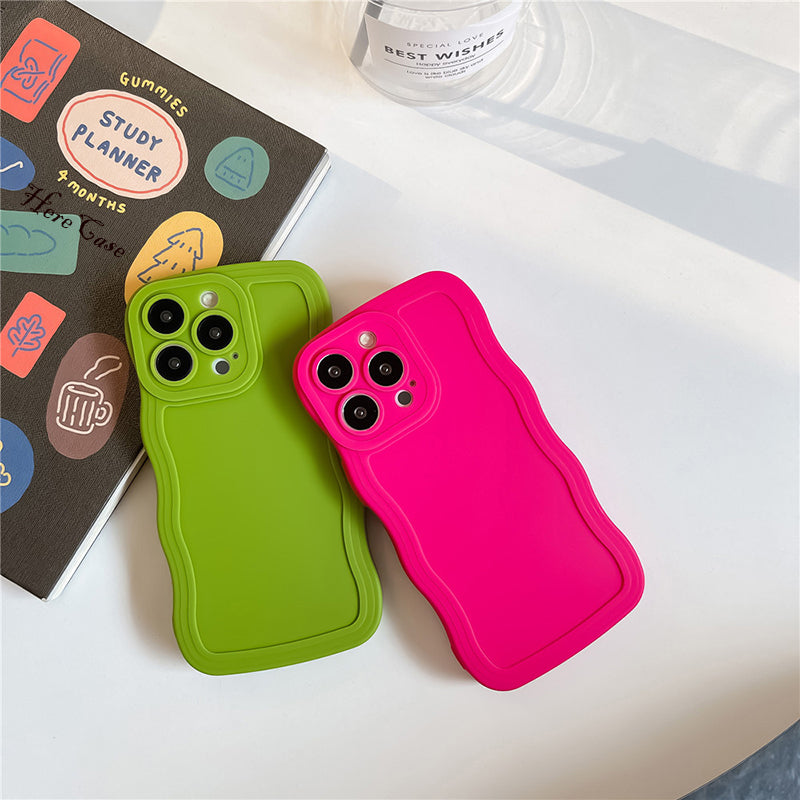 Premium Stylish Solid Color Curly Wave Design iPhone Case | MagSafe Case with Camera Lens Protector for Apple iPhone 16/15/14/13/12 Pro Max Plus Mini | Heavy Duty, Bumper Cover Phone Case | Premium Silicone Protective Cover