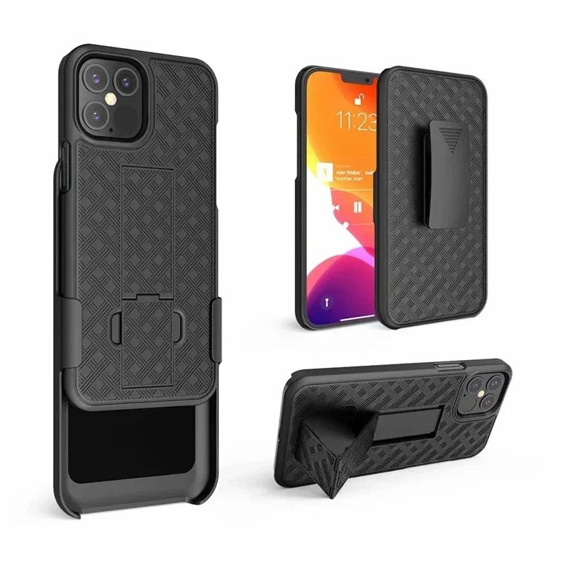 High-Quality 2-in-1 Combo Protective Case with Belt Clip and Stand for iPhone | MagSafe Case for Apple iPhone 16/15/14/13/12 Pro Max Plus Mini | Armor Phone Case & Camera Protector Cover