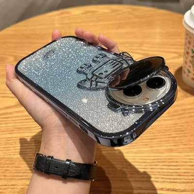 Premium Apple iPhone Case | MagSafe Compatible, Camera Lens Protection, Screen Protection | Ultra Thin, Shockproof, Magnetic, Full All-Around Protection Cover – Astronaut Design, Glitter Film, Lens Stand, Soft TPU, Durable & Stylish