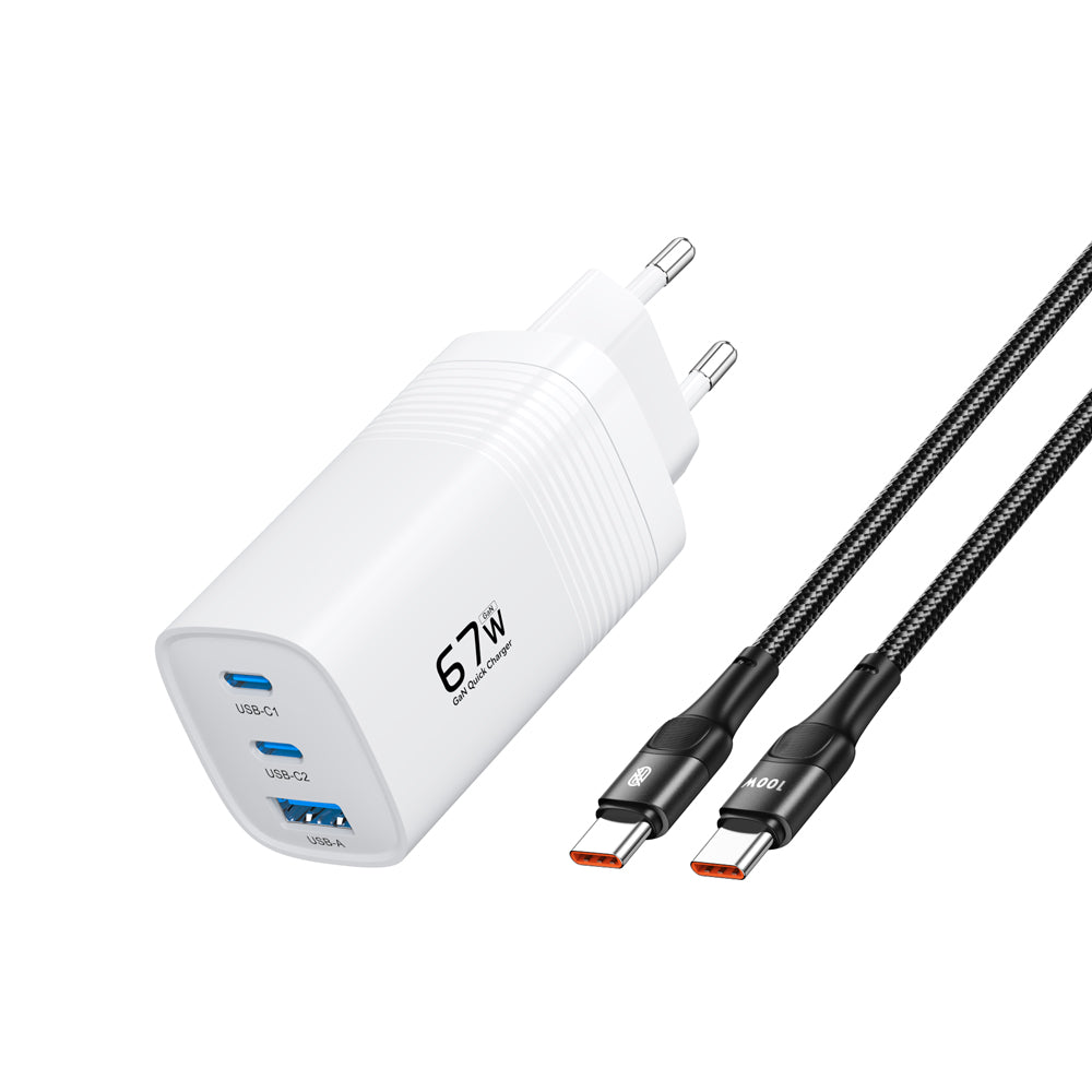 Premium Tech GaN USB Type C Charger 65W 45W PPS PD QC 4.0 | Fast Charger for Smartphones, Apple iPhone, Samsung, iOS & Android MacBook, Laptop, iPad, AirPods, Tablet, iOS