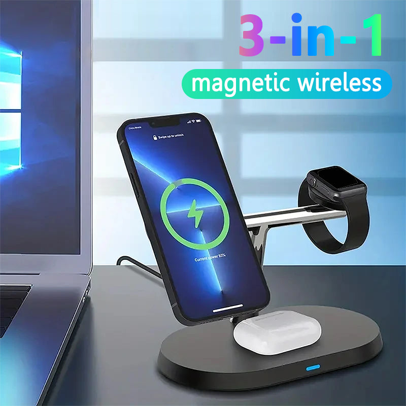 Hacrin 3 in 1 Wireless Charging station for  Apple Watch Series 7 Charger Dock Fast Charging Station for Smartphones, Apple iPhone, Samsung, iOS & Android