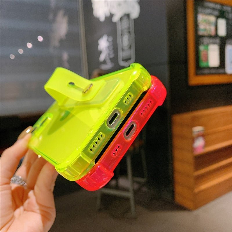 Premium Durchsichtige Candy-Farbe | Handgelenksband Handyhalter Klare Soft-Silikon Apple iPhone Case